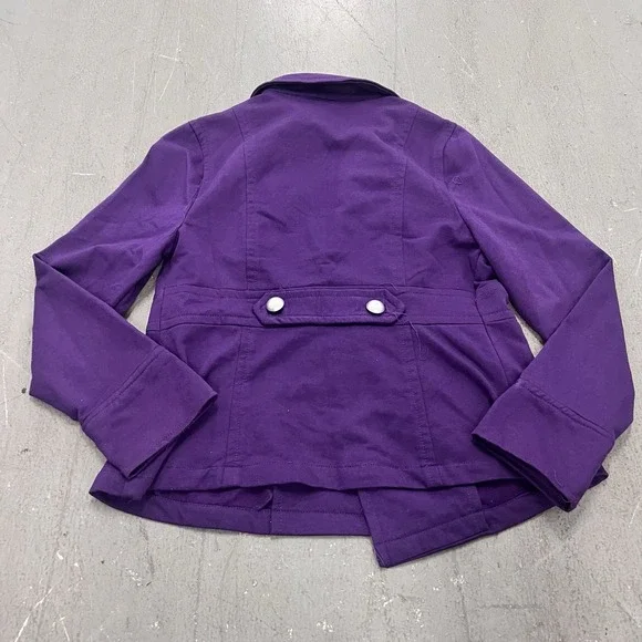 Therapy by Lane Crawford Women's Purple Pea Coat Size Large Double Breasted Wool - Picture 2 of 10